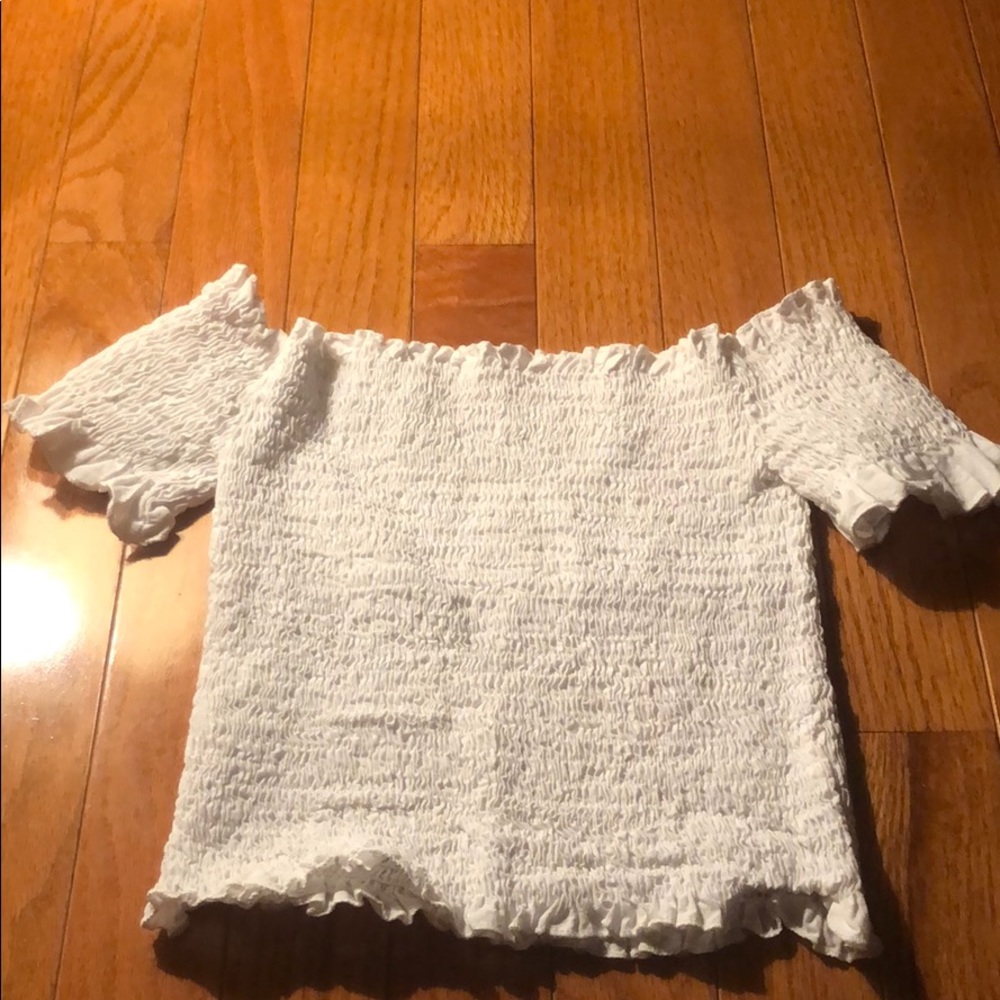 cropped off the shoulder white top from ZAFUL